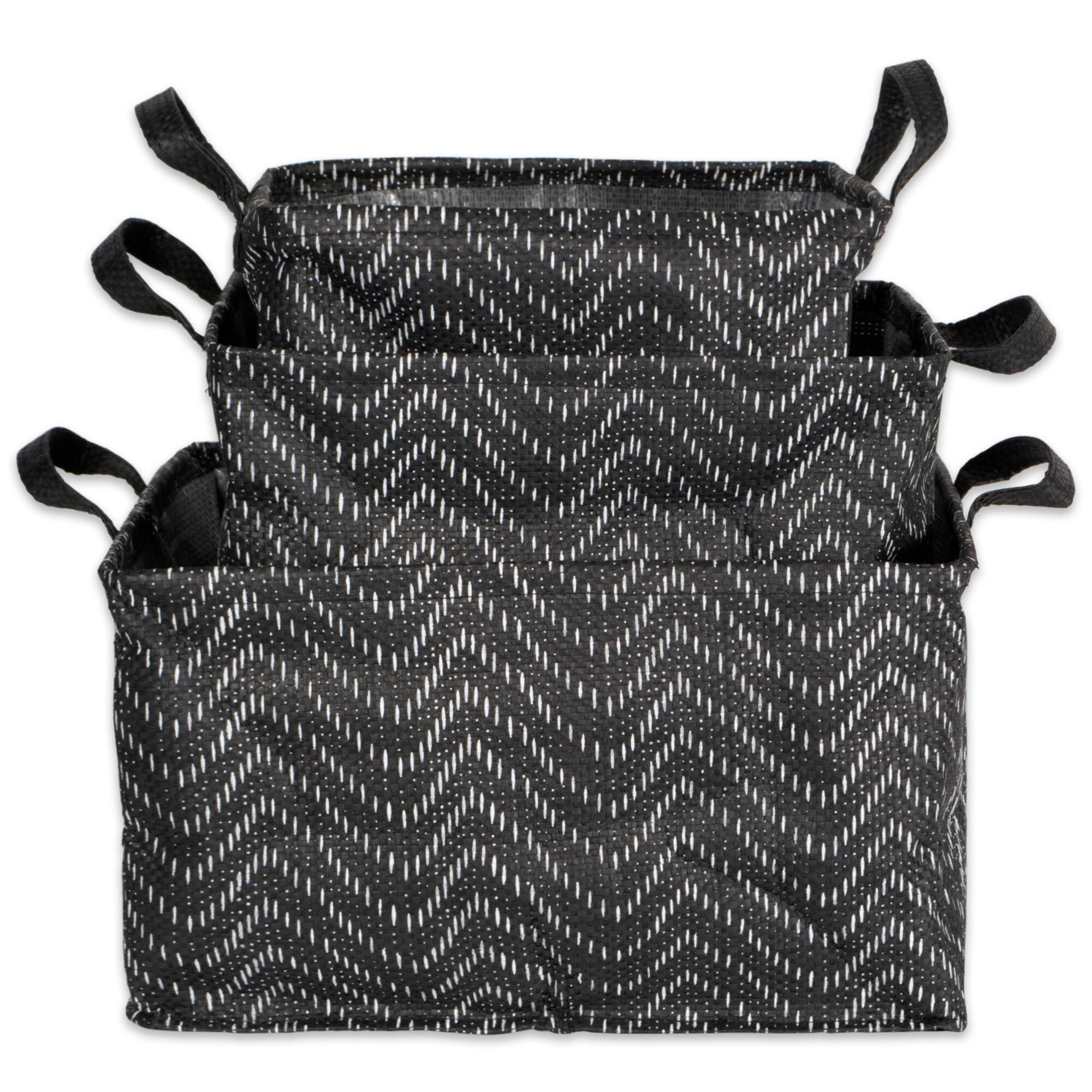 DII® Black & White Tribal Chevron PE-Coated Woven Paper Laundry Bin Set